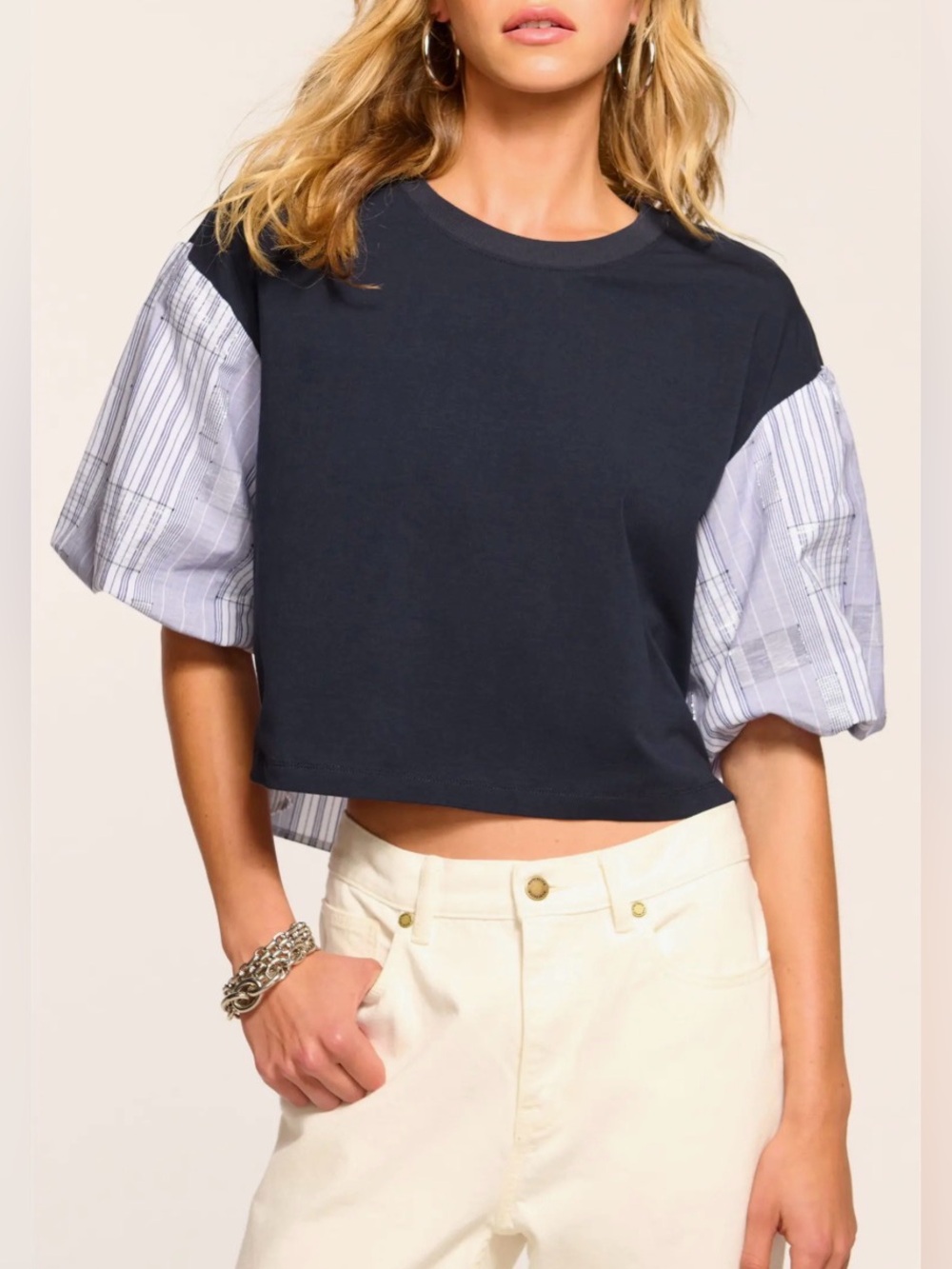 Ramy Brook Toula Mixed Media Crop Top xs